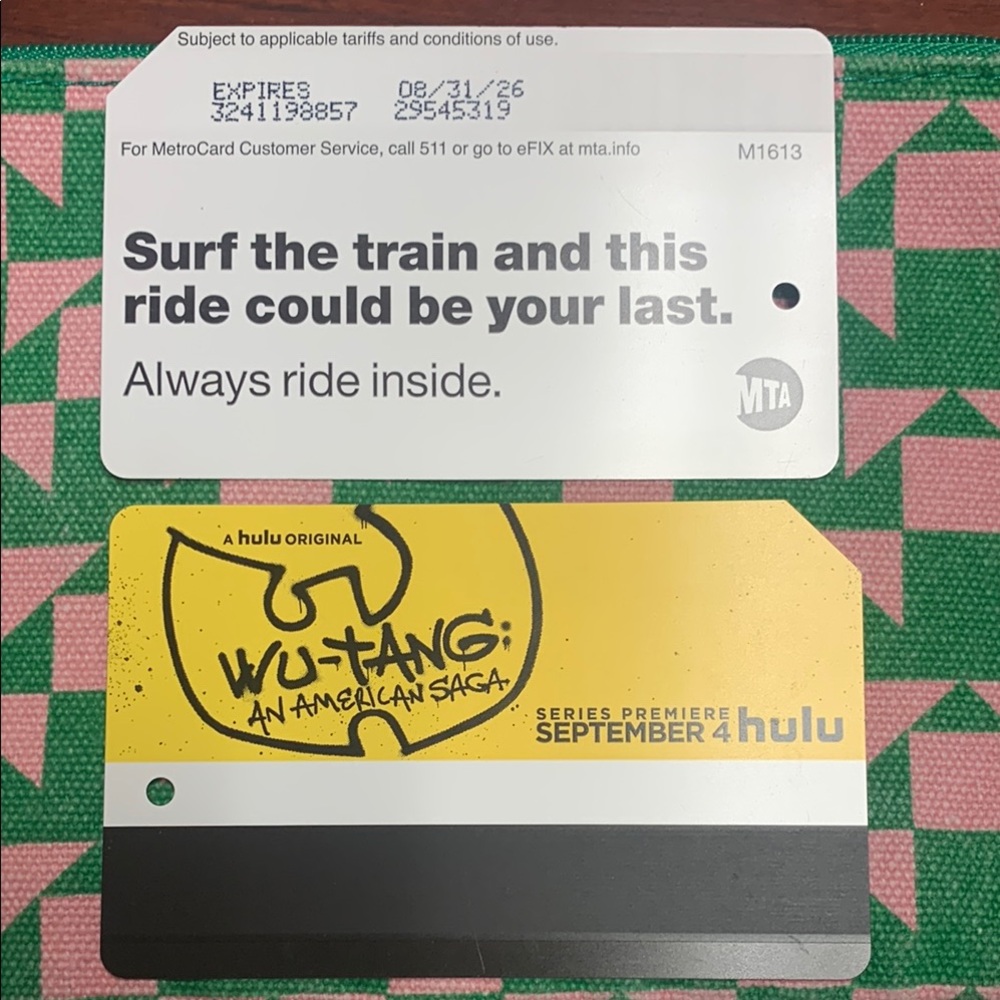Wu-Tang Hulu Promo metrocard Card with bonus
